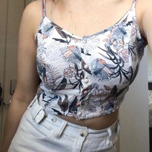 kendall & kylie floral tropical cropped tank top